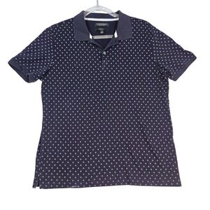 Banana Republic Mens Luxury Touch Polo Cotton Navy Geometric Office M